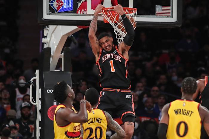The New York Knicks face the Atlanta Hawks on January 15, 2022.